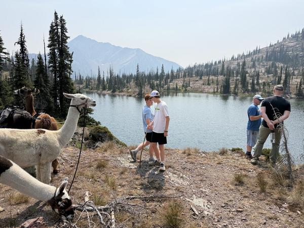 Rest stop overlooking the alpine lake