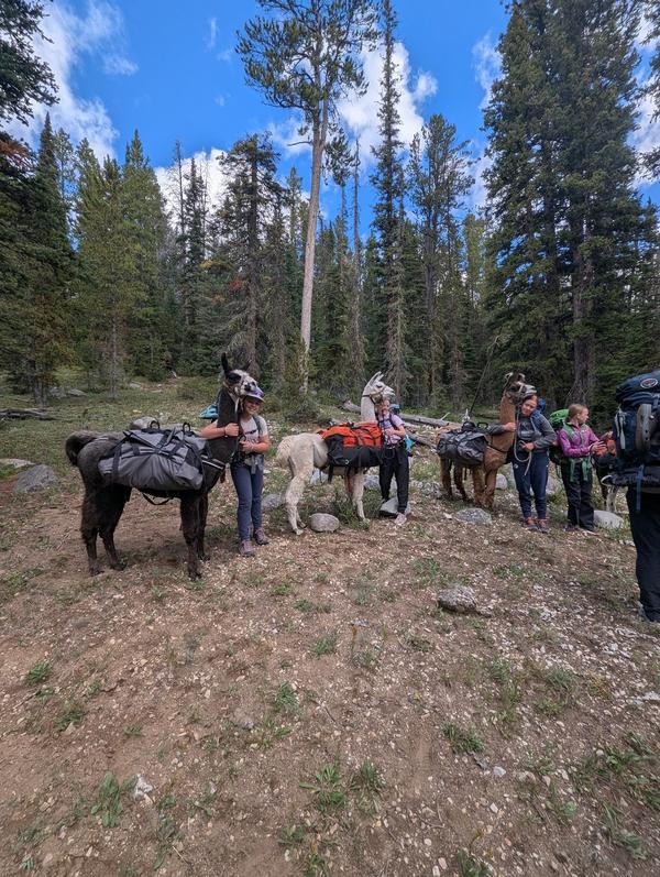 Group gathered with the pack string